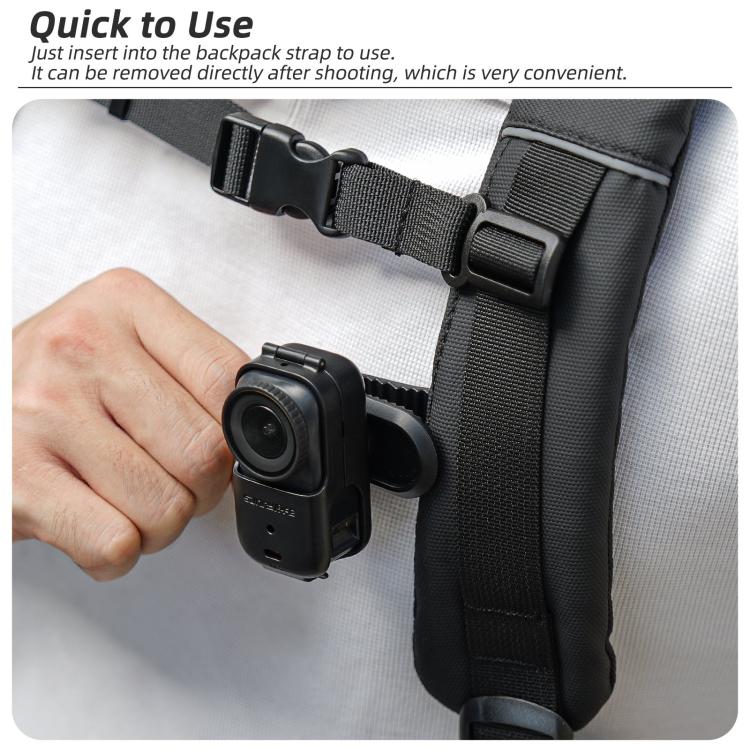 Clip para mochila Sunnylife para DJI Osmo Nano, abrazadera para cámara de acción, rotación de 360°, montaje vertical-horizontal, inclinación de 90°, clip para mochila mejorado.
