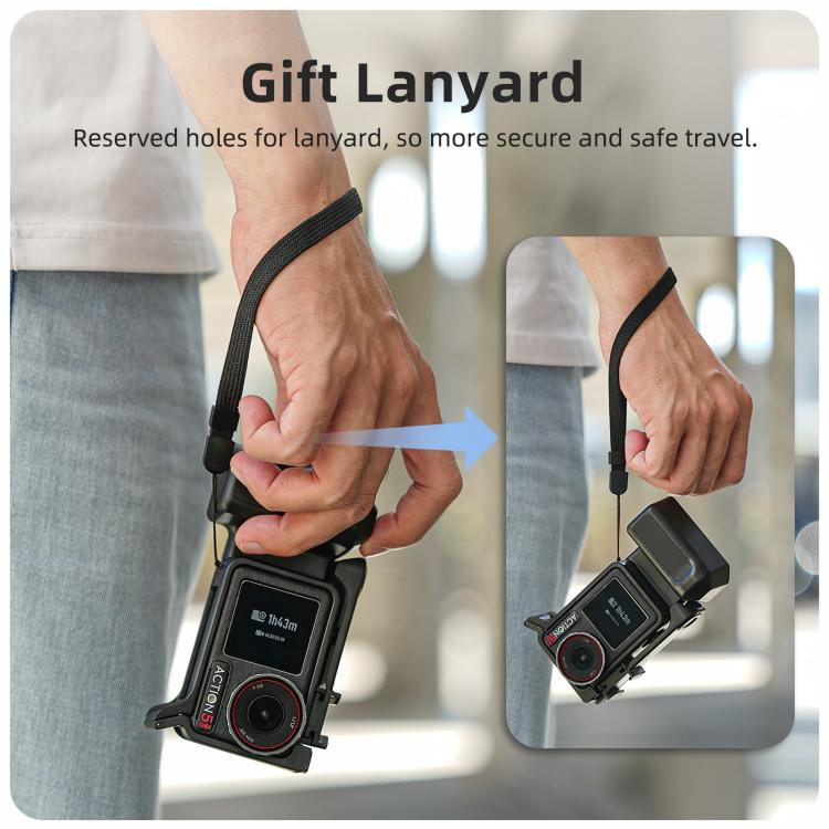 Empuñadura ergonómica Sunnylife para fotografía callejera con disparador de liberación rápida para DJI Action 5 Pro / 4 / 3, For DJI Action 5 Pro / 4 / 3