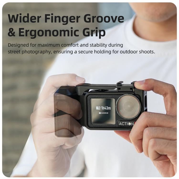 Empuñadura ergonómica Sunnylife para fotografía callejera con disparador de liberación rápida para DJI Action 5 Pro / 4 / 3, For DJI Action 5 Pro / 4 / 3