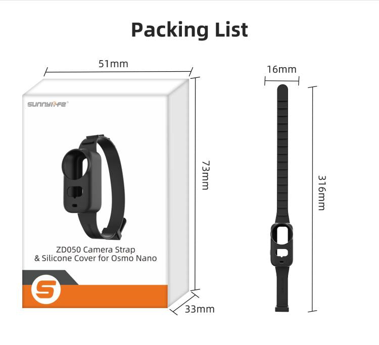 Correa de expansión para muñeca Sunnylife para DJI Osmo Nano, funda protectora de silicona para mochila, correa para bicicleta, collar para gato, For DJI Osmo Nano Body Cover
