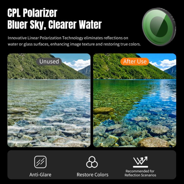 Filtro de lente de cámara DJI Osmo Nano STARTRC 4 en 1 ND8 ND16 ND32 CPL, For DJI Osmo Nano