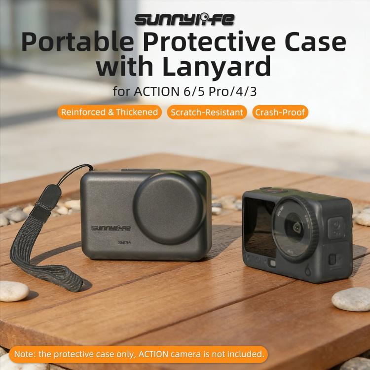Funda protectora portátil Sunnylife a prueba de golpes y polvo con cordón para DJI Osmo Action 6 / 5 Pro / 4 / 3, For DJI Osmo Action 6 / 5 Pro / 4 / 3