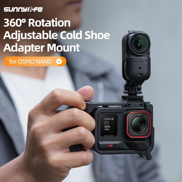 Adaptador de montaje vertical-horizontal con zapata fría ajustable para rotación de 360 grados para DJI Osmo Nano, marco protector, soportes de montaje y cubierta de la carcasa., For DJI Osmo Nano