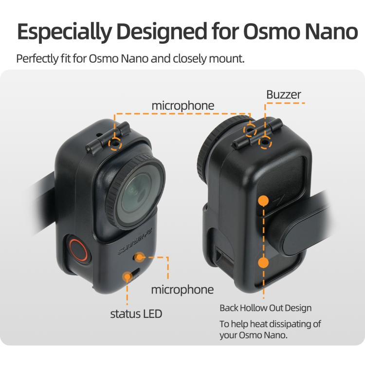 Adaptador de montaje vertical-horizontal con zapata fría ajustable para rotación de 360 grados para DJI Osmo Nano, marco protector, soportes de montaje y cubierta de la carcasa., For DJI Osmo Nano