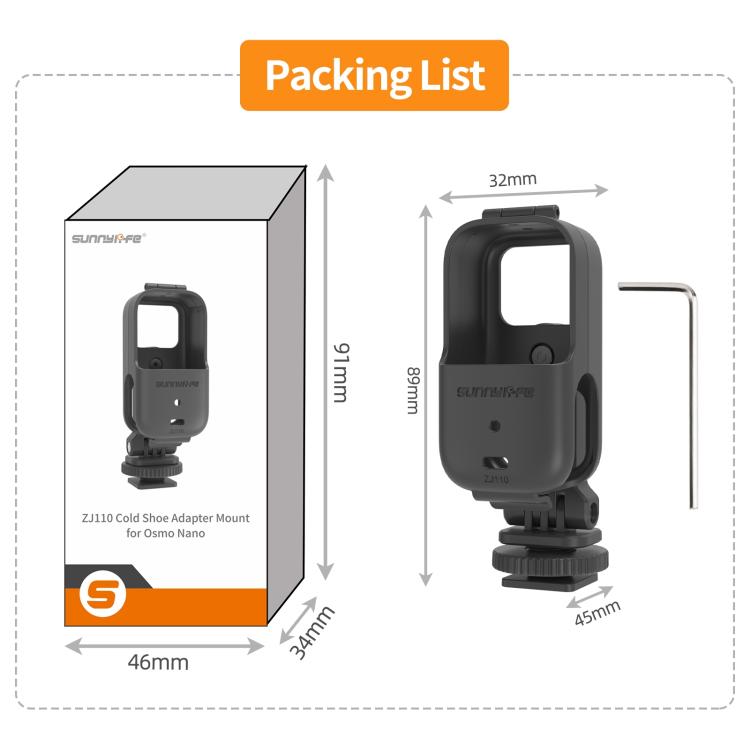 Adaptador de montaje vertical-horizontal con zapata fría ajustable para rotación de 360 grados para DJI Osmo Nano, marco protector, soportes de montaje y cubierta de la carcasa., For DJI Osmo Nano