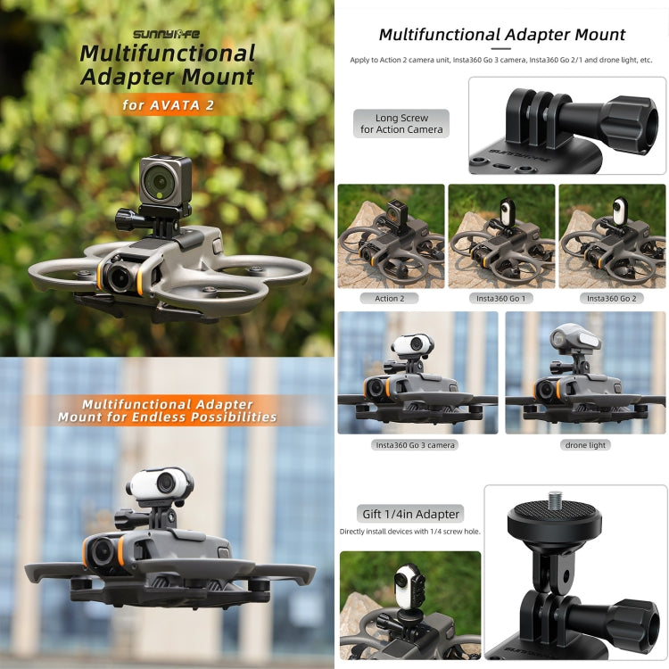 Para DJI Avata 2 Sunnylife soporte para cámara de acción soporte de luz para Dron, For DJI Avata 2