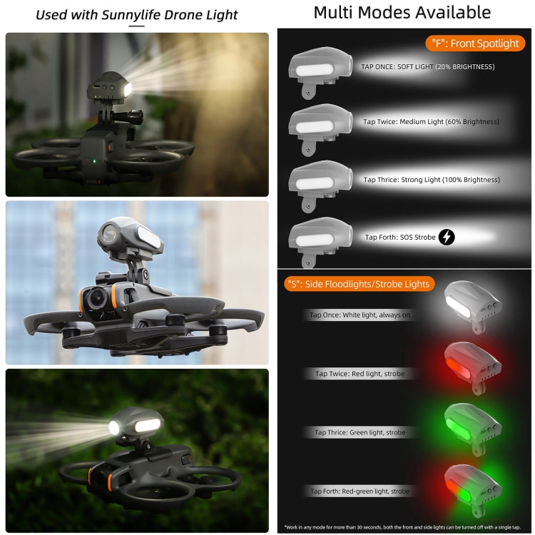 Para DJI Avata 2 Sunnylife soporte para cámara de acción montaje Drone soporte de luz lámpara