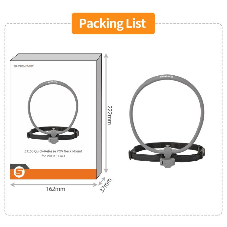Soporte ajustable para cuello Sunnylife para DJI Osmo Pocket 4/3, ideal para vídeos POV, vlogs y selfies, con correa para el cuerpo.