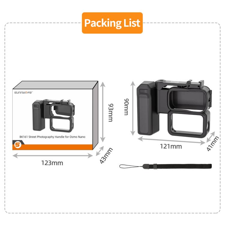 Empuñadura ergonómica integrada para fotografía callejera con mango de liberación rápida para DJI Osmo Nano Sunnylife, For DJI Osmo Nano