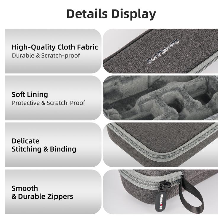 Funda de transporte mini Sunnylife para DJI Osmo Pocket 4/3, bolso de mano, estuche de viaje portátil, organizador protector, bolsas combinadas estándar, Standard Combo Bags