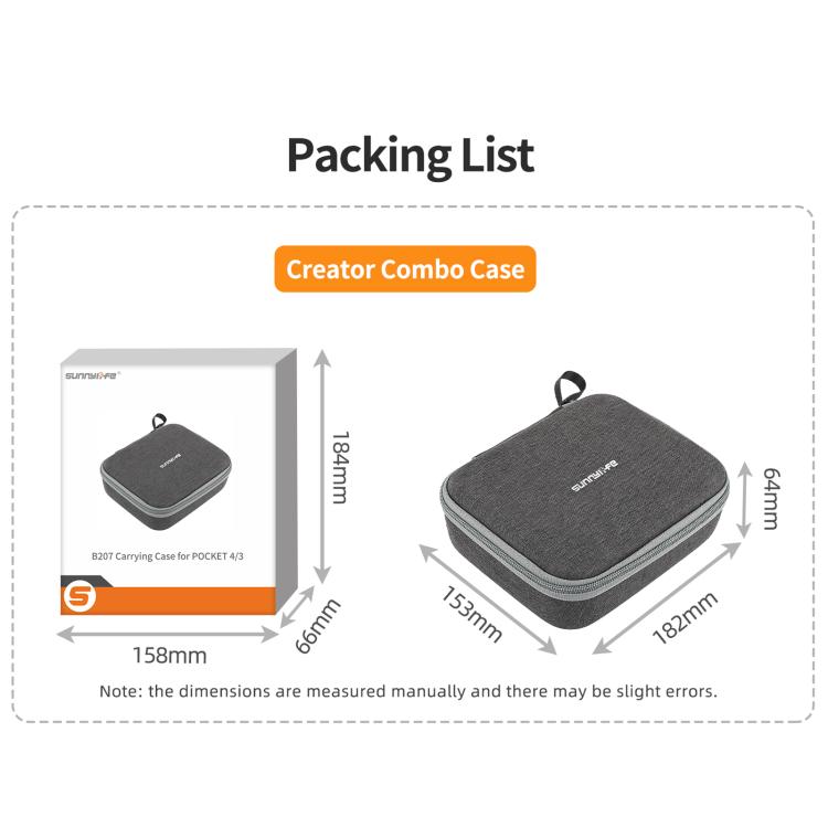 Bolsas de transporte Sunnylife Mini Carrying Case Handbag Creator Combo para DJI Osmo Pocket 4 / 3, Creator Combo Bag