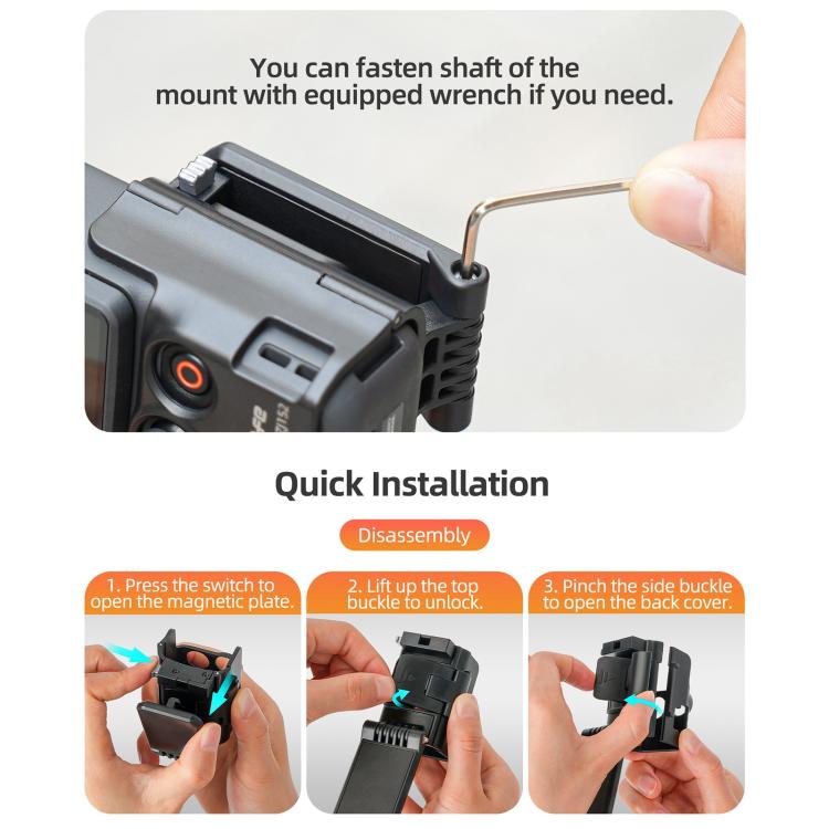 Soporte de mesa magnético multifuncional Sunnylife para DJI Osmo Pocket 4/3 con base ajustable y ángulos ajustables., OP4-ZJ152