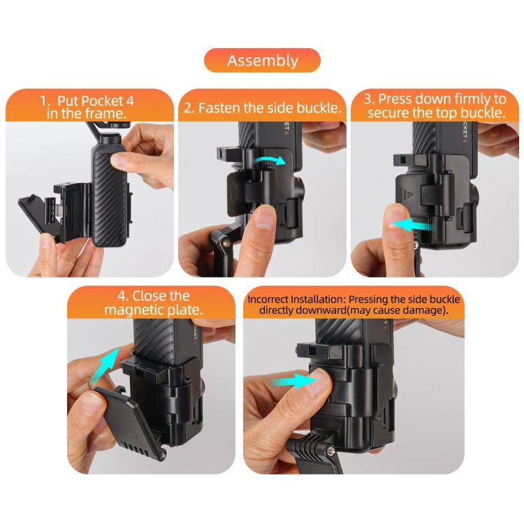Soporte de mesa magnético multifuncional Sunnylife para DJI Osmo Pocket 4/3 con base ajustable y ángulos ajustables., OP4-ZJ152