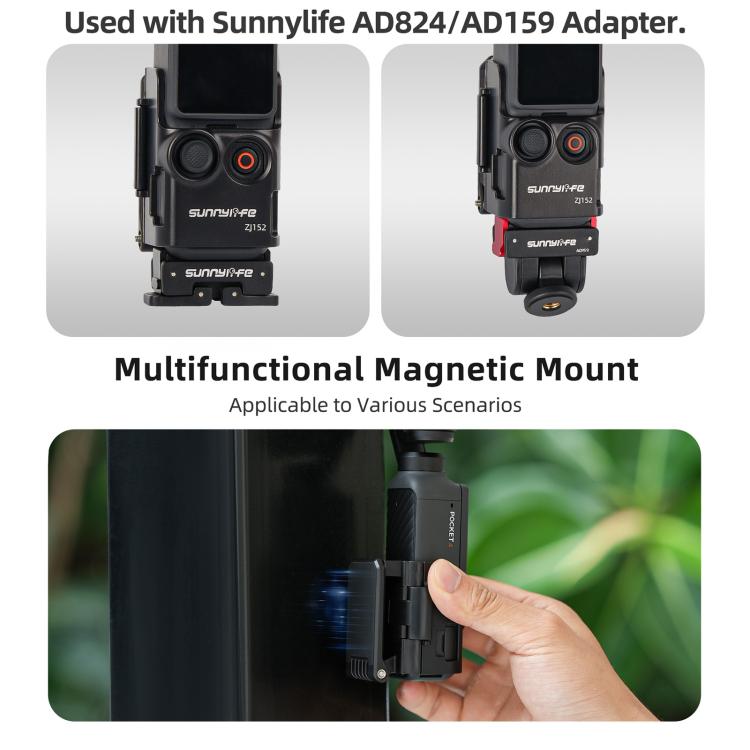 Soporte de mesa magnético multifuncional Sunnylife para DJI Osmo Pocket 4/3 con base ajustable y ángulos ajustables., OP4-ZJ152
