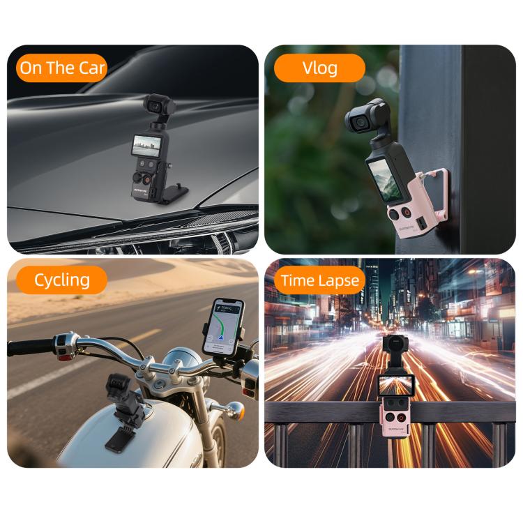 Soporte de mesa magnético multifuncional Sunnylife para DJI Osmo Pocket 4/3 con base ajustable y ángulos ajustables., OP4-ZJ152