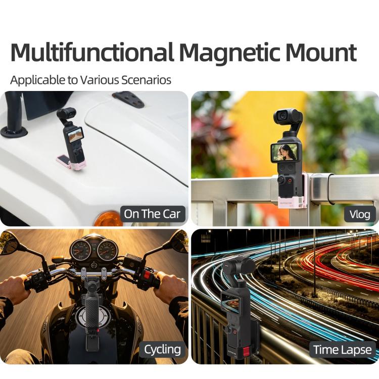 Soporte magnético de liberación rápida Sunnylife para DJI Osmo Pocket 4/3, base de mesa con soporte de plástico y ángulos ajustables., OP4-ZJ153