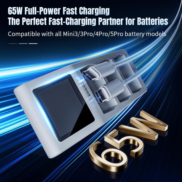 Cargador de tres baterías Charge Butler para DJI Mini 5 Pro / Mini 4 / Mini 3 con pantalla, For DJI Mini 5 Pro