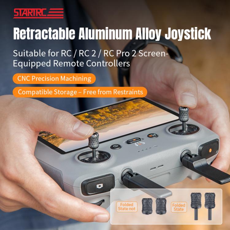 Para DJI RC / RC 2 / RC Pro 2, 2 joysticks metálicos plegables STARTRC, For DJI RC / RC 2 / RC Pro 2
