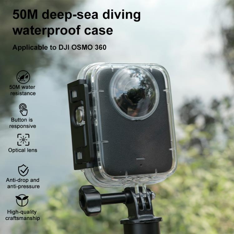 Carcasa impermeable para DJI Osmo 360 de hasta 50 m de profundidad con tapa de silicona para la lente., For DJI Osmo 360
