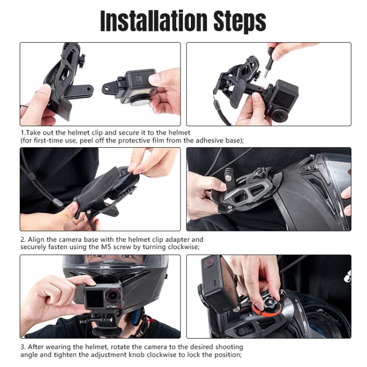 Clip de montaje para mentón de casco STARTRC para GoPro, Insta360, DJI y otras cámaras de acción., Helmet Chin Clip