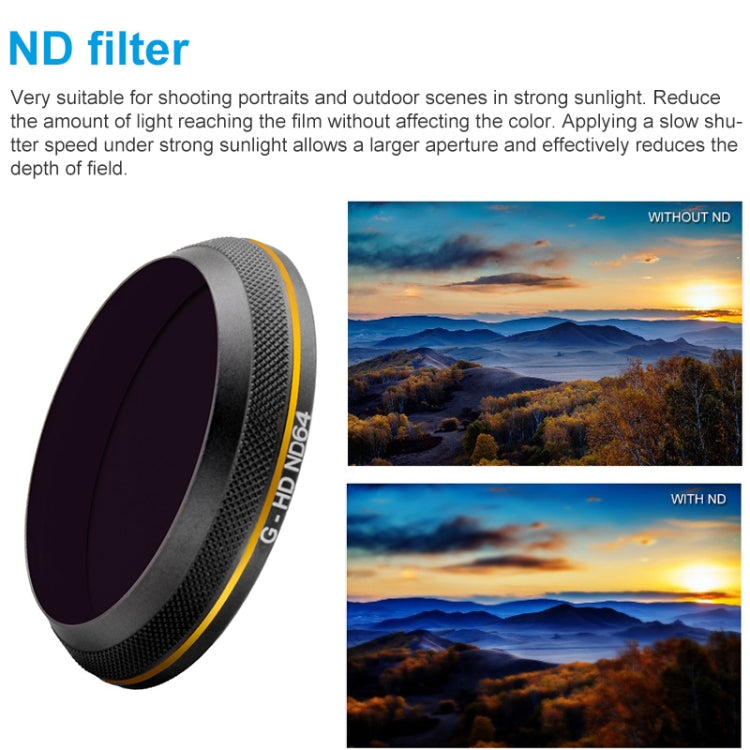 PGYTECH X4S-HD ND64 Filtro de lente de borde dorado para DJI Inspire 2 / X4S Gimbal Cámara Drone Accesorios, ND64