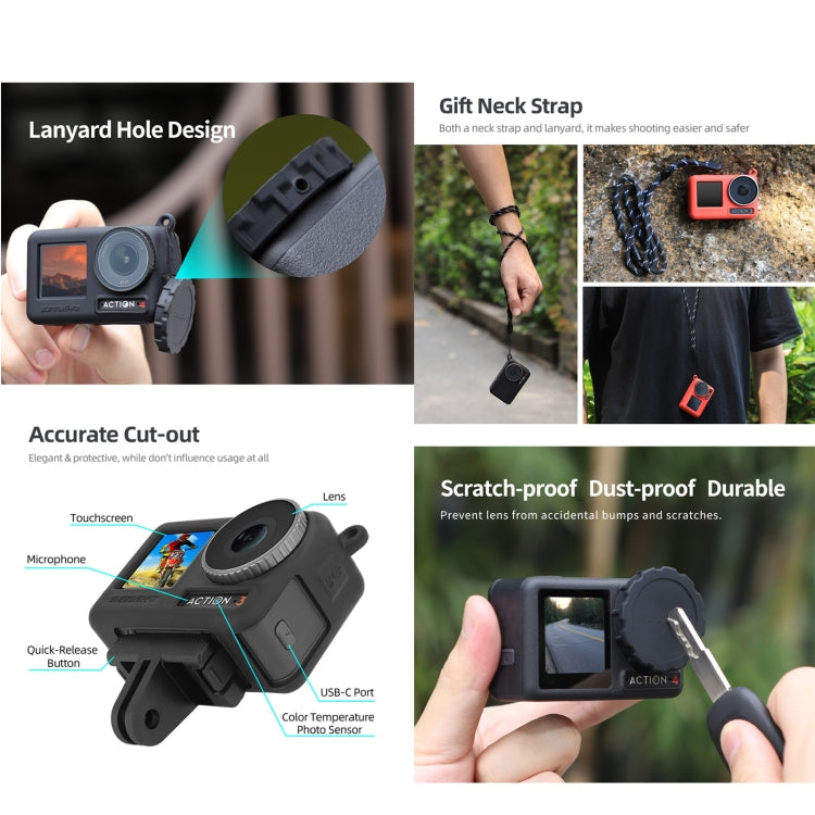 Para DJI Osmo Action 3/4 Sunnylife 2 piezas cubierta de tapa de lente de cámara resistente a arañazos, For DJI Osmo Action 5 Pro / 4 / 3