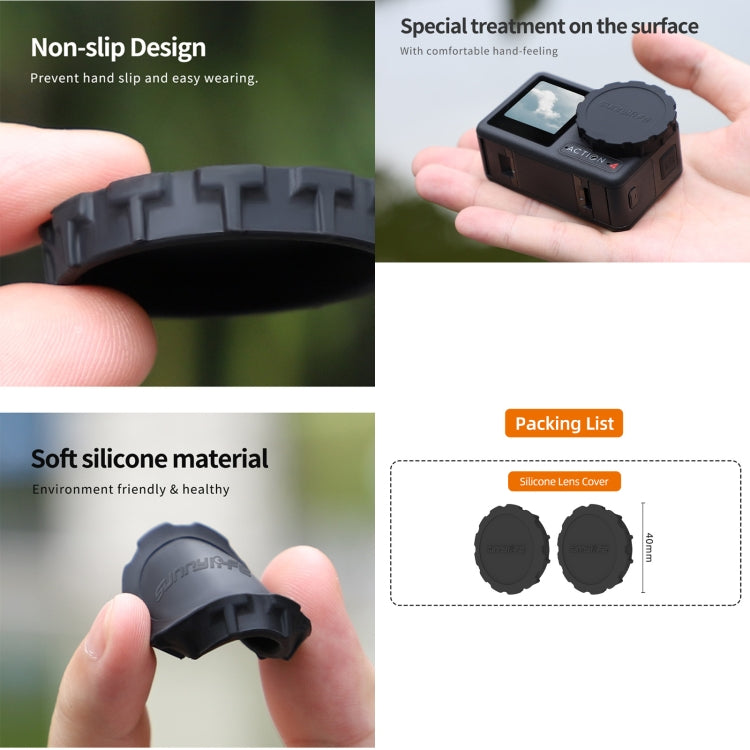 Para DJI Osmo Action 3/4 Sunnylife 2 piezas cubierta de tapa de lente de cámara resistente a arañazos, For DJI Osmo Action 5 Pro / 4 / 3