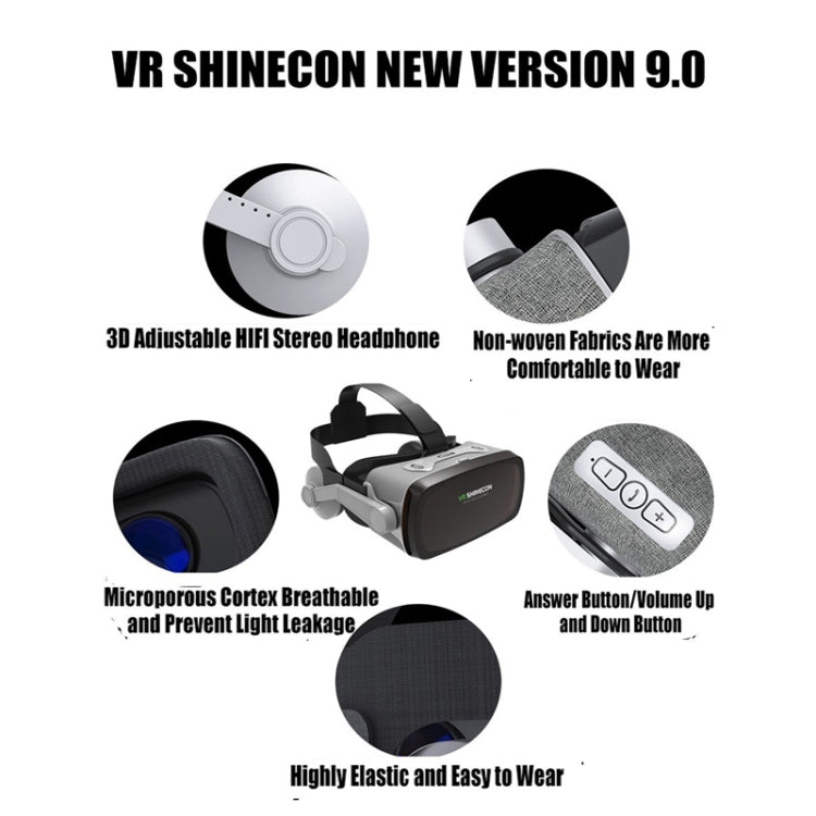 Gafas de vídeo 3D de realidad virtual VR SHINECON G07E adecuadas para teléfonos inteligentes de 4,0 a 6,3 pulgadas
