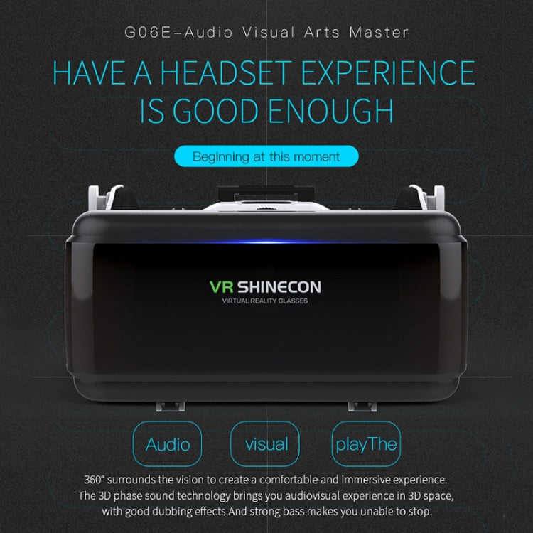 Gafas de vídeo 3D de realidad virtual VR SHINECON G06E adecuadas para teléfonos inteligentes de 4,7 a 6,1 pulgadas con auriculares, G06E