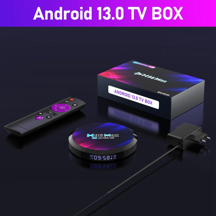 H96 Max 8K Ultra HD Smart TV Box Android 13.0 Media Player con control remoto, RK3528 Quad-Core, 2GB+16GB, 2GB+16GB