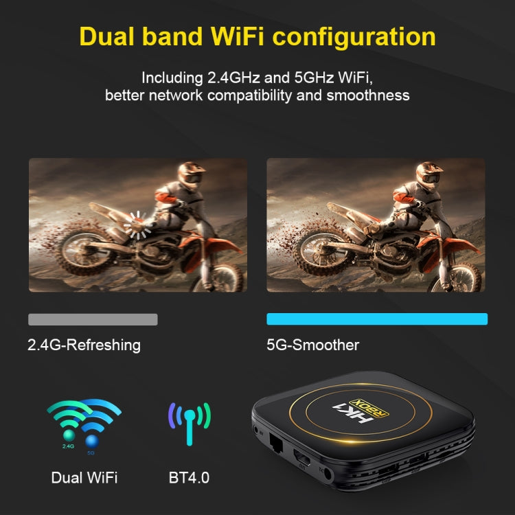 HK1 RBOX-H8S 4K Ultra HD Android 12.0 Smart TV Box con control remoto, Allwinner H618 Quad-Core, 4GB+32GB, 4GB+32GB