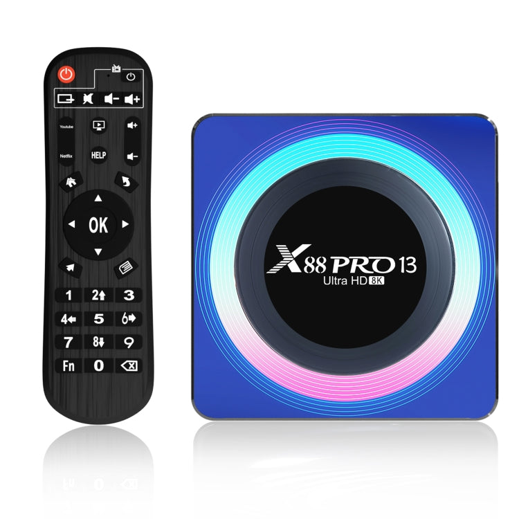Acrylic X88 Pro 13 8K Ultra HD Android 13.0 Smart TV Box con control remoto, RK3528 Quad-Core, 4G+32GB, 4G+32GB