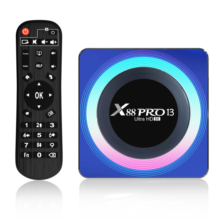 Acrylic X88 Pro 13 8K Ultra HD Android 13.0 Smart TV Box con control remoto, RK3528 Quad-Core, 4G+64GB, 4G+64GB