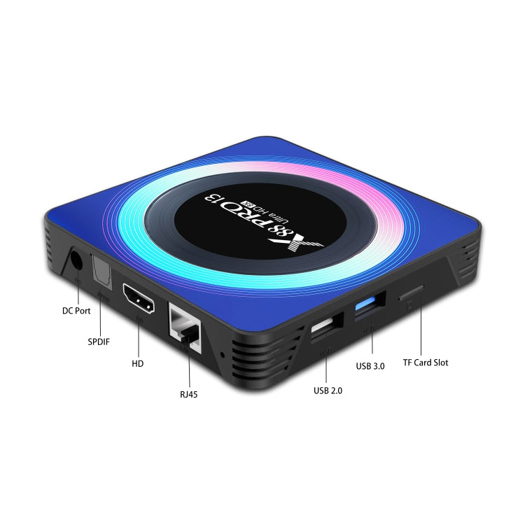 Acrylic X88 Pro 13 8K Ultra HD Android 13.0 Smart TV Box con control remoto, RK3528 Quad-Core, 4G+64GB, 4G+64GB