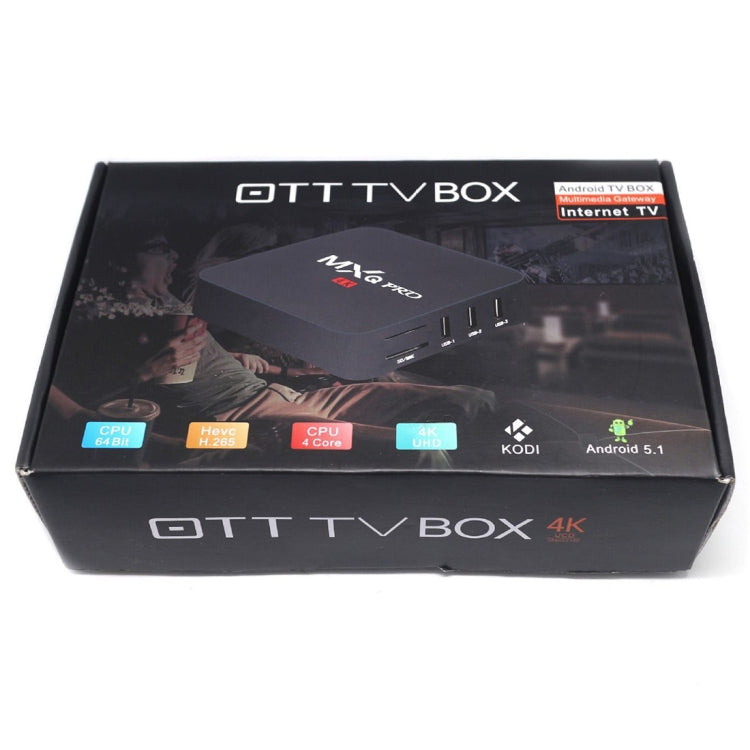 MXQ PROi 1080P 4K HD Smart TV BOX con control remoto, Android 7.1 S905W Quad Core Cortex-A53 hasta 2GHz, RAM: 2GB, ROM: 16GB, Soporte WiFi, 2GB+16GB,UK Plug