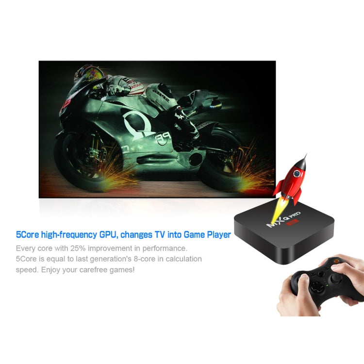 MXQ PROi 1080P 4K HD Smart TV BOX con control remoto, Android 7.1 S905W Quad Core Cortex-A53 hasta 2GHz, RAM: 2GB, ROM: 16GB, Soporte WiFi, 2GB+16GB,UK Plug