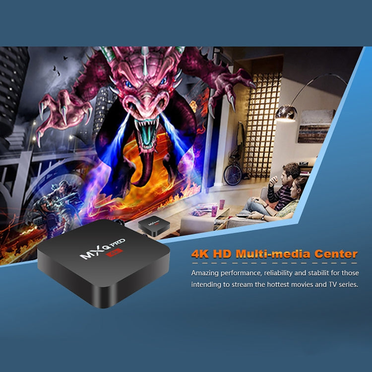 MXQ PROi 1080P 4K HD Smart TV BOX con control remoto, Android 7.1 S905W Quad Core Cortex-A53 hasta 2GHz, RAM: 2GB, ROM: 16GB, Soporte WiFi, 2GB+16GB,UK Plug