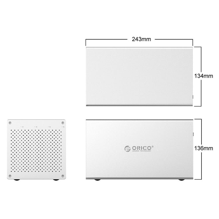 ORICO Honeycomb Series WS400C3 SATA 3,5 pulgadas 40TB USB-C / Type-C 4 bahías Carcasa HDD / SSD de aleación de aluminio, USB-C / Type-C 4 Bays
