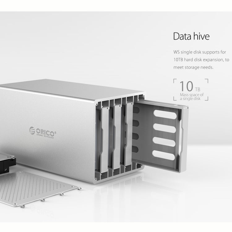 ORICO Honeycomb Series WS400C3 SATA 3,5 pulgadas 40TB USB-C / Type-C 4 bahías Carcasa HDD / SSD de aleación de aluminio, USB-C / Type-C 4 Bays