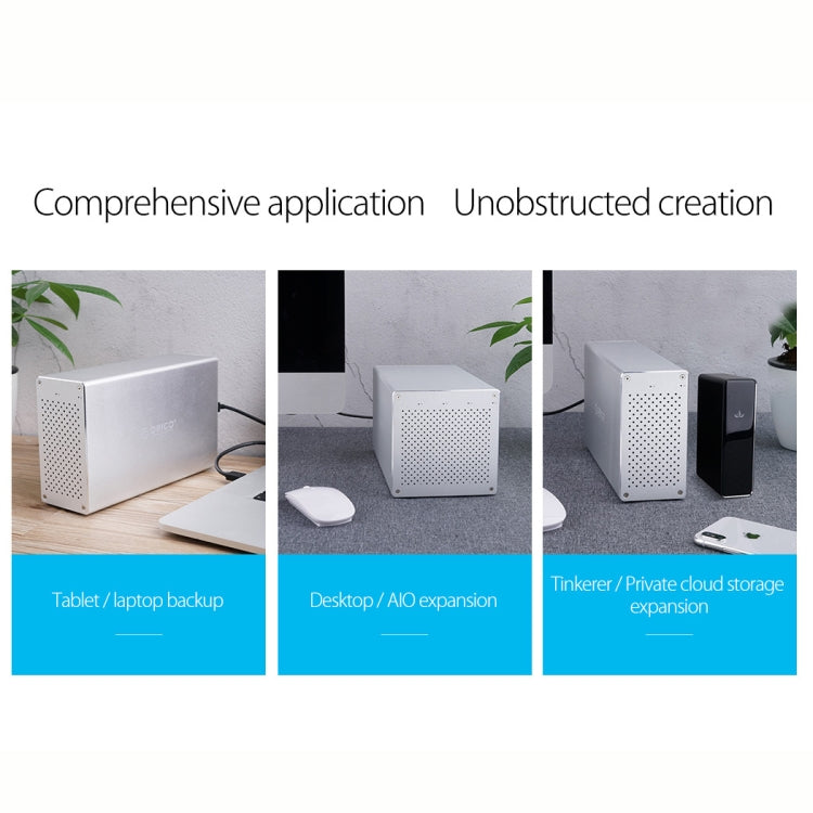 ORICO Honeycomb Series WS400C3 SATA 3,5 pulgadas 40TB USB-C / Type-C 4 bahías Carcasa HDD / SSD de aleación de aluminio, USB-C / Type-C 4 Bays