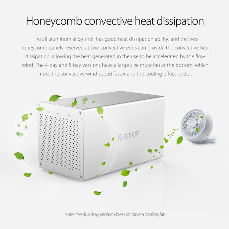 ORICO Honeycomb Series WS400C3 SATA 3,5 pulgadas 40TB USB-C / Type-C 4 bahías Carcasa HDD / SSD de aleación de aluminio, USB-C / Type-C 4 Bays