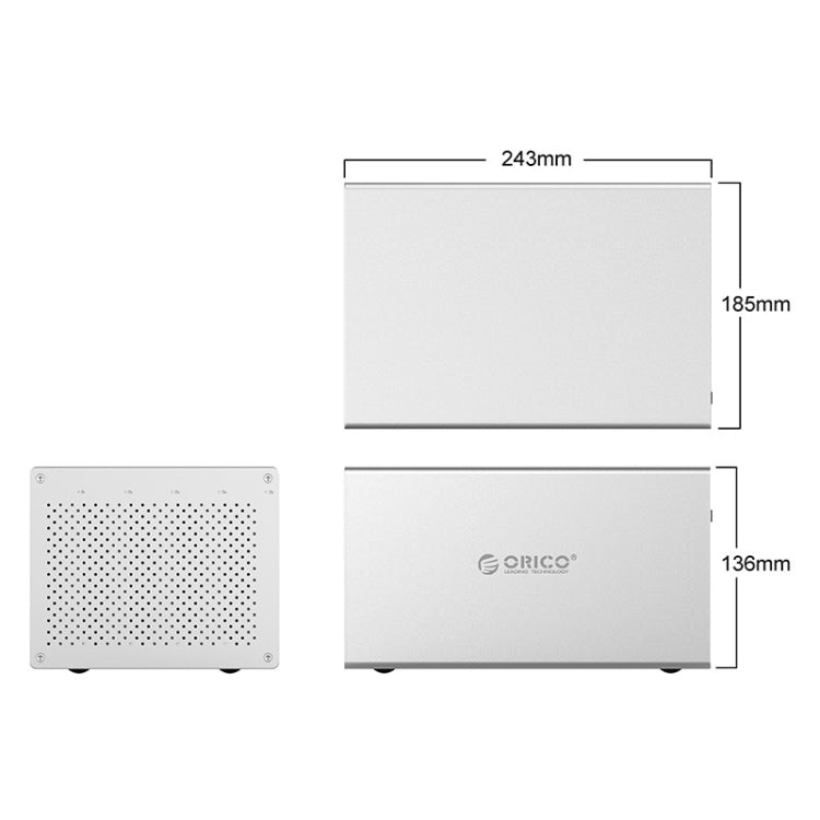 ORICO Honeycomb Series WS500RC3 SATA 3,5 pulgadas 50TB USB-C / Type-C 5 bahías Carcasa HDD / SSD de aleación de aluminio con Raid, USB-C / Type-C 5 Bays with Raid