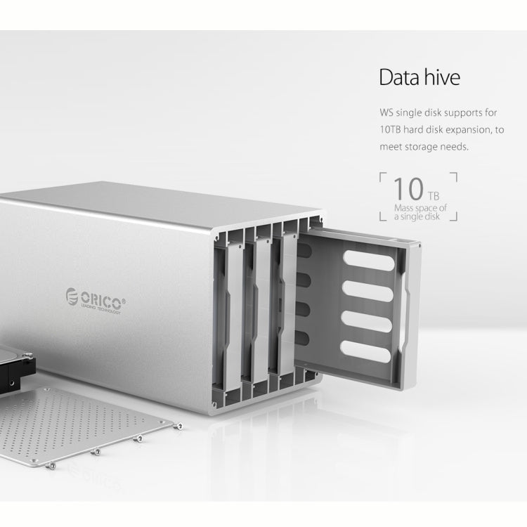 ORICO Honeycomb Series WS500RC3 SATA 3,5 pulgadas 50TB USB-C / Type-C 5 bahías Carcasa HDD / SSD de aleación de aluminio con Raid, USB-C / Type-C 5 Bays with Raid