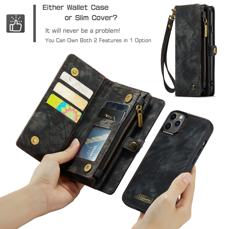 CaseMe-008 Estuche de cuero con tapa horizontal multifuncional desmontable con ranura para tarjeta y soporte y billetera con cremallera y marco de fotos, For iPhone 11 Pro, For iPhone 11, For iPhone 11 Pro Max