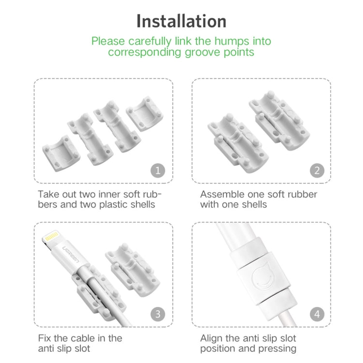 Protector de cable de datos antirrotura UGREEN LP127 de 6 piezas para todos los cables de datos originales de Apple