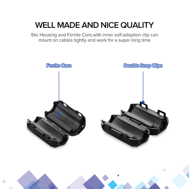 Anillo magnético antiinterferencias con filtro tipo broche desmontable UGREEN para cable de audio y video redondo, diámetro: 7,3 mm