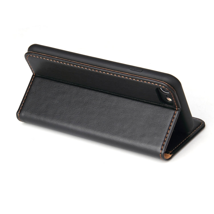 Fierre Shann PU Funda de cuero con tapa horizontal con textura de cuero genuino con soporte y ranuras para tarjetas y billetera para iPhone 8/7 / SE 2020, For iPhone 8 / 7 / SE 2022 / SE 2020