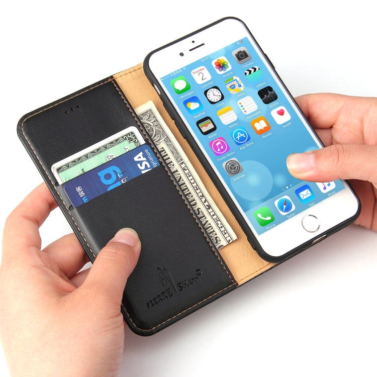 Fierre Shann PU Funda de cuero con tapa horizontal con textura de cuero genuino con soporte y ranuras para tarjetas y billetera para iPhone 8/7 / SE 2020, For iPhone 8 / 7 / SE 2022 / SE 2020