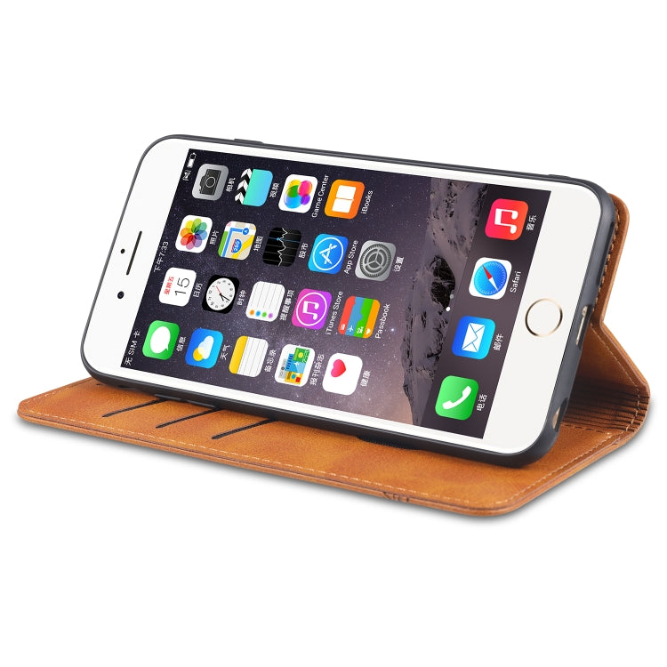 AZNS Estuche de cuero con tapa horizontal con textura de becerro magnético con ranuras para tarjetas y soporte y billetera, For iPhone 6, For iPhone 6 Plus, For iPhone 8 / 7, For iPhone 8 Plus/7 Plus, For iPhone XR, For iPhone XS Max