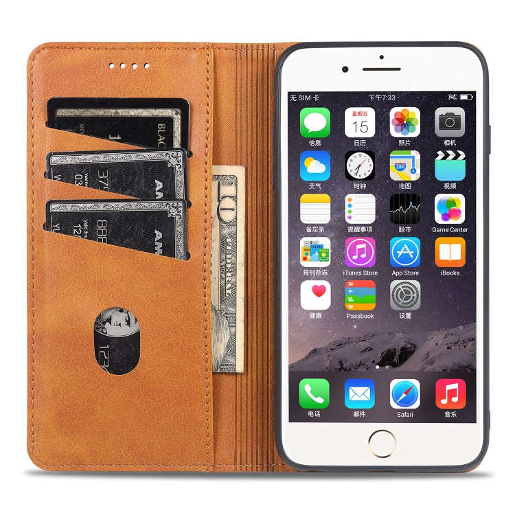 AZNS Estuche de cuero con tapa horizontal con textura de becerro magnético con ranuras para tarjetas y soporte y billetera, For iPhone 6, For iPhone 6 Plus, For iPhone 8 / 7, For iPhone 8 Plus/7 Plus, For iPhone XR, For iPhone XS Max